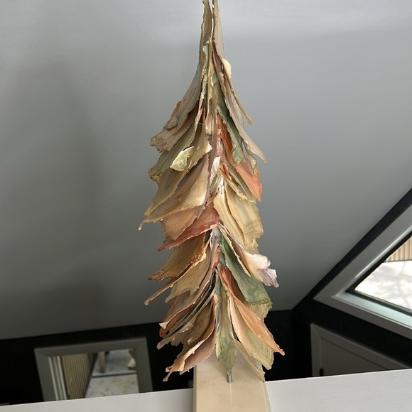 Daphne Lacquered Plaster Sculpture Peach Beige Greens on a Base 23” Tall - Picture 4 of 8